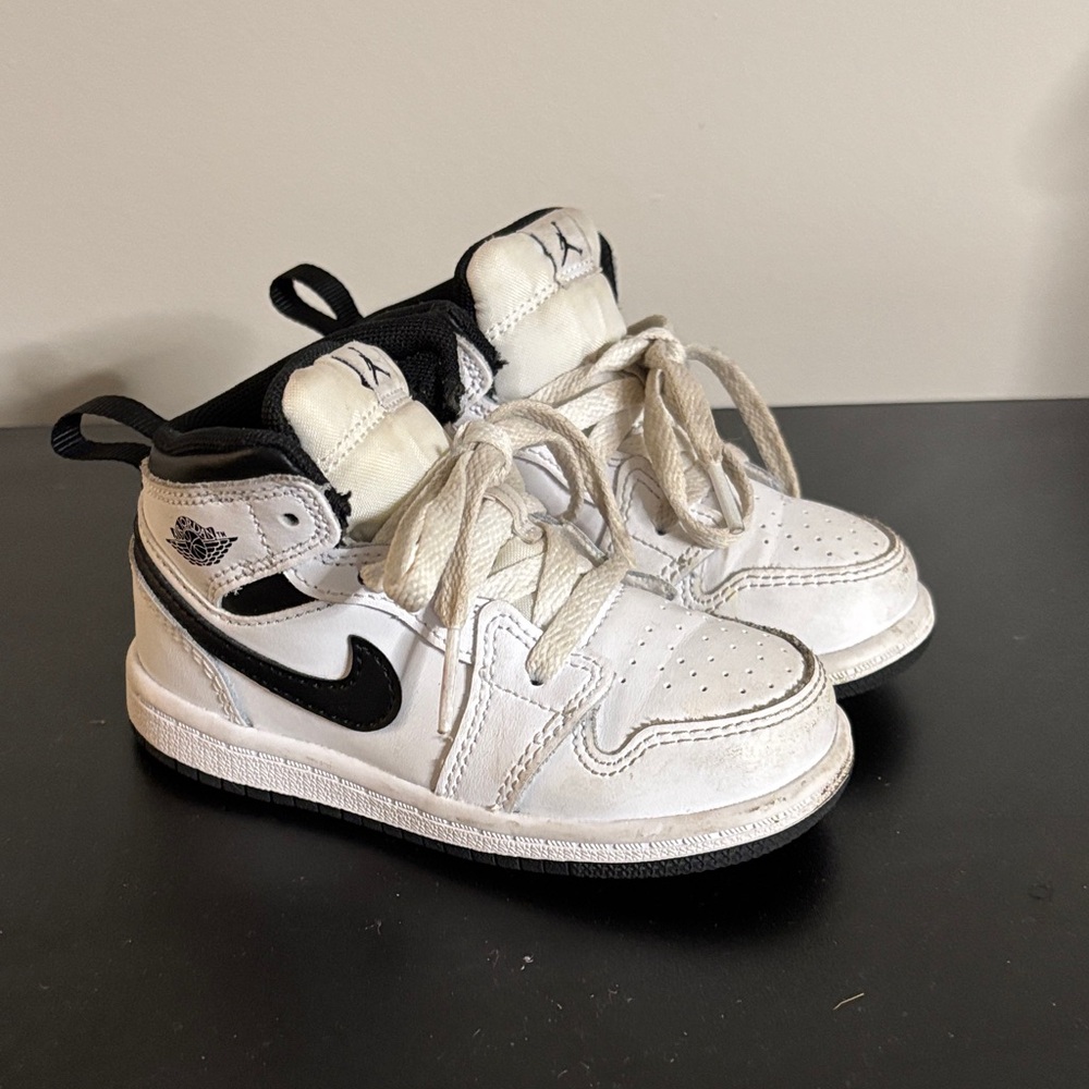 Nike Kids White and Black High-Top Sneakers